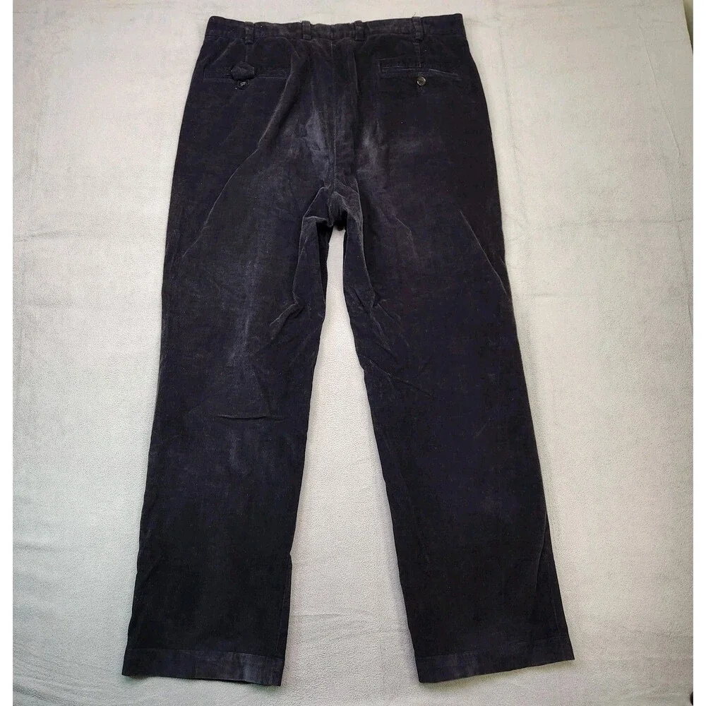 Brooks Brothers Country Club Corduroy Pants Men's 36x30 Navy Straight Stretch‎